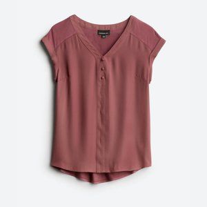 Stitch Fix Fortune + Ivy Helina Mixed Material Blouse - Dark Pink - L